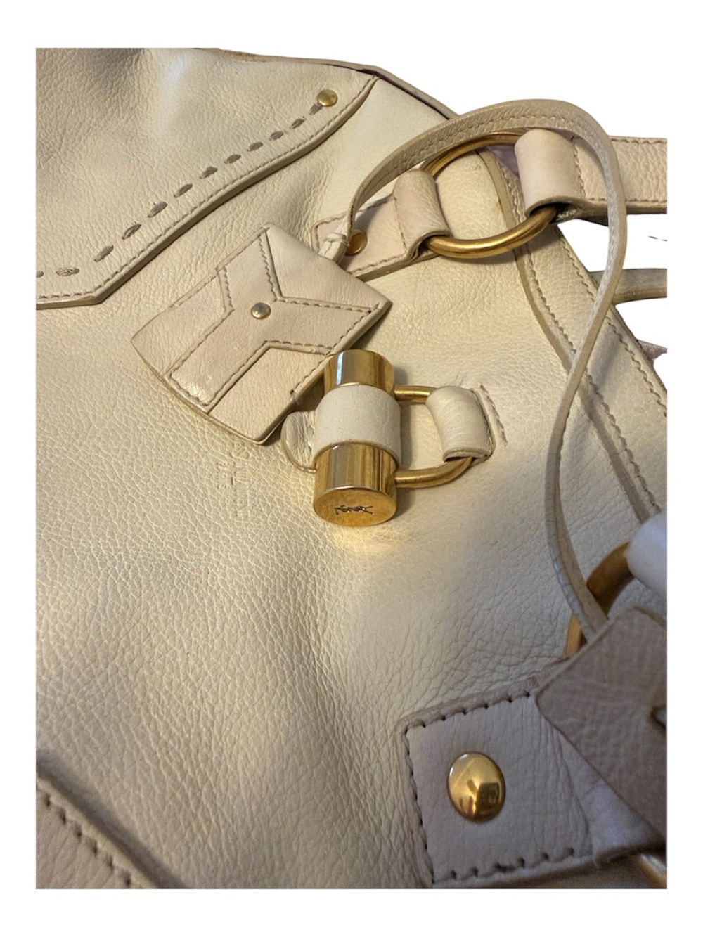 Yves Saint Laurent Cream Leather Tote with Gold Hardware - Picture 3 of 6